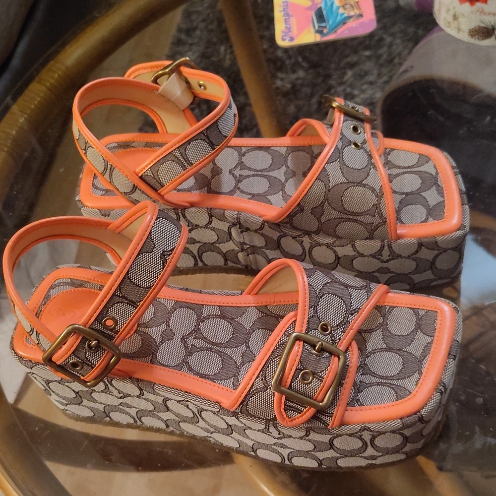 Coach sandals size 8.5 platform sandals brand new never worn